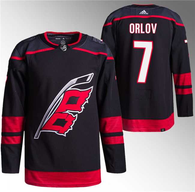 Mens Carolina Hurricanes #7 Dmitry Orlov Black Stitched Jersey